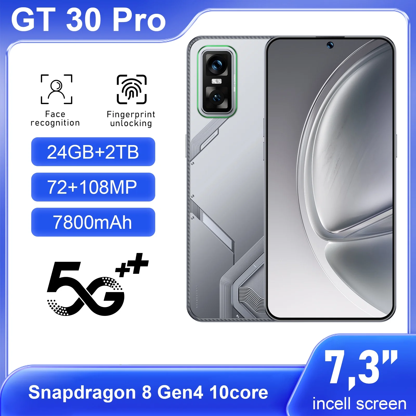 

2025 HOT New Pad GT 30 Pro Tablet PC 7.3inch HD 4K Android 15 24GB+2TB 7800mAh Battery 4G 5G Dual Sim Card WiFi GPS Google Tab