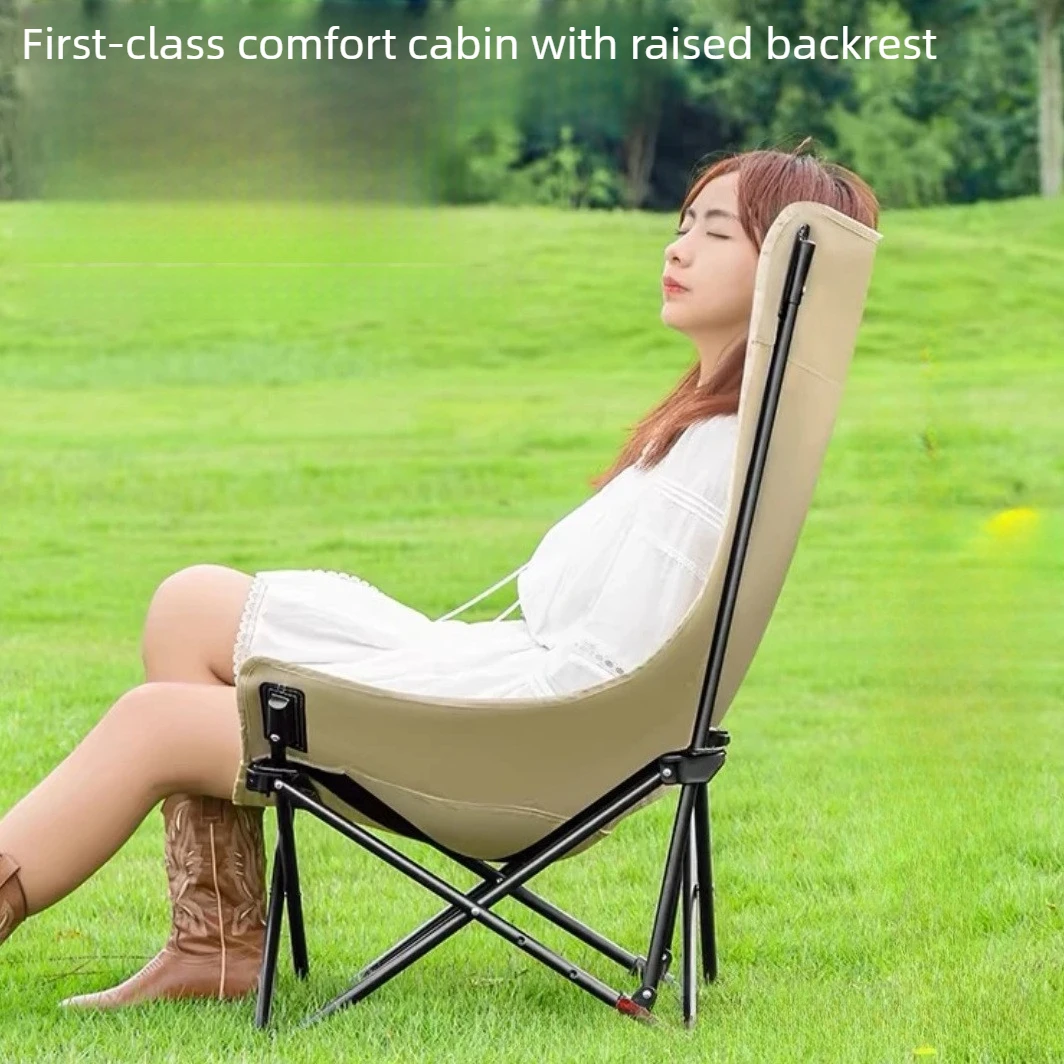 

Moon Chair, 3-Gear Reclining Portable Camping Chair with High Back, Multi-Point Support Non-Fatigue for Beach Picnic Fishing