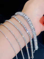 Pulsera de tenis de moissanita auténtica para mujer, regalo de Navidad, chapado en platino, Plata de Ley 6,5 100%, joyería de boda, 2-925mm