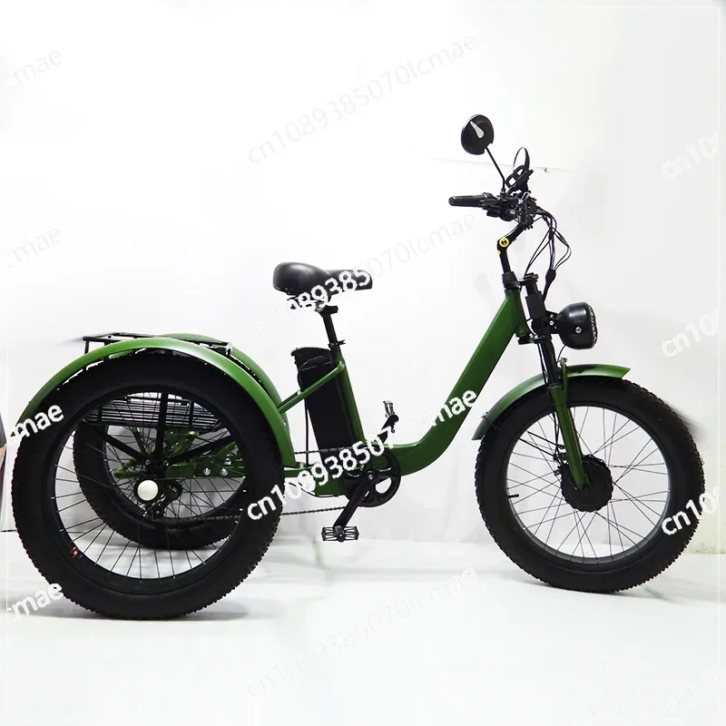 20 Inch Fat Tires Mountain Bike 7 Speed Off-road Tricycle Leisure Elderly Tricycle Adult Farm 3 Wheel MTB Fruit Basket with Seat