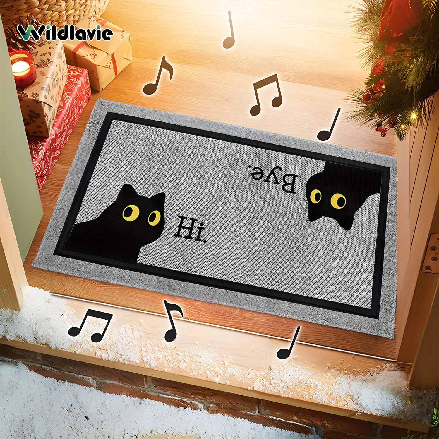 VIKAMA Willkommensmatte, grauer Outdoor-Teppich, schwarzer Katzenteppich, Kristallsamt, rutschfeste Matte, Teppich für Schlafzimmer, Wohnzimmer