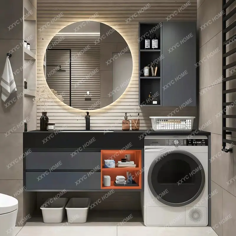 Washstand All-in-One Cabinet Combination Stone Plate Whole Washbin Bathroom Cabinet Bathroom Washbasin Cabinet