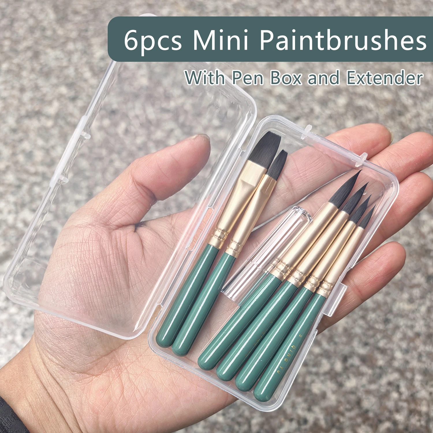 6pcs Mini Nylon Multi-Functional Paintbrushes With Pen Box And Extender, Watercolor Gouache Brush for Students Art Painting