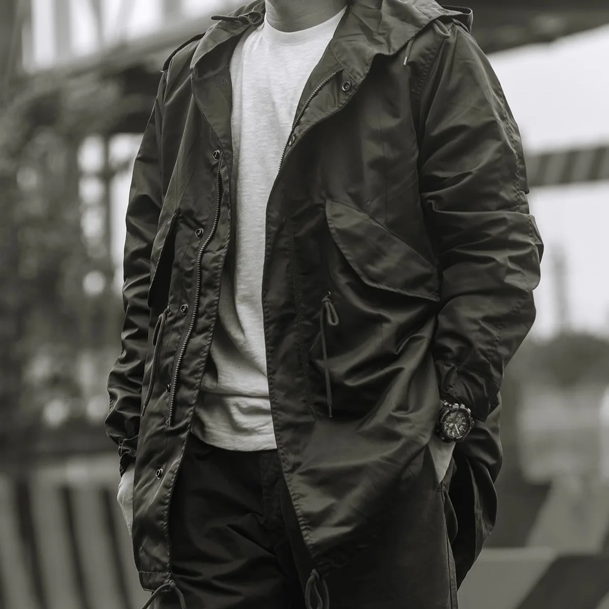 

Non Sto M5 Nylon Parka Coat Youthful ular Stand Fit Jaet with Fi Tail Design for Young Men All Seasons Wear