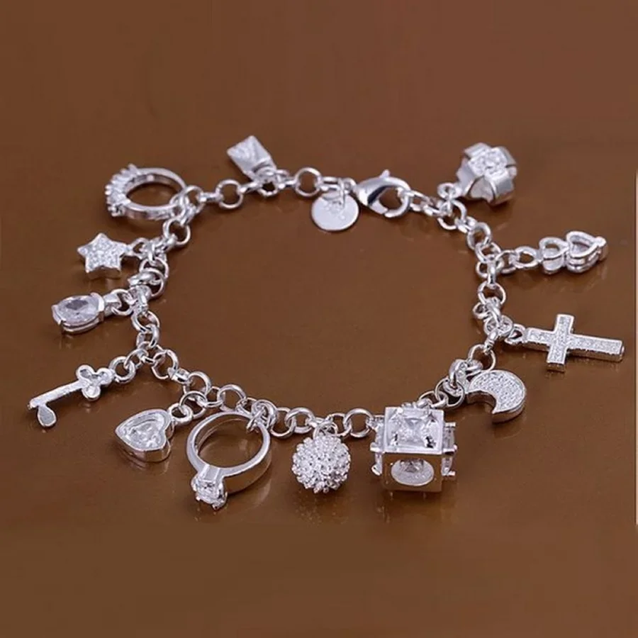 Feines, edles 925er-Sterlingsilber-Armband mit massiver Kette für Damen und Herren, Charm-Party-Geschenk, Hochzeit, Party, Modeschmuck