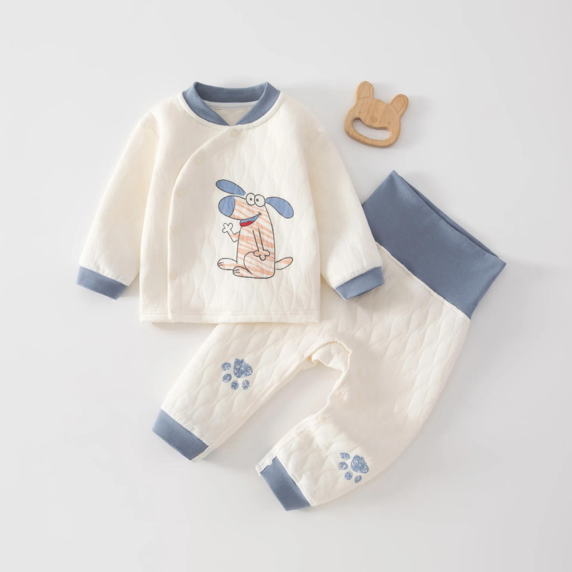 Autumn and Winter Infant Clothing Set Long Sleeve Top+Long Pants 2-piece Set 0-18 Months Newborn Cartoon Dog Set