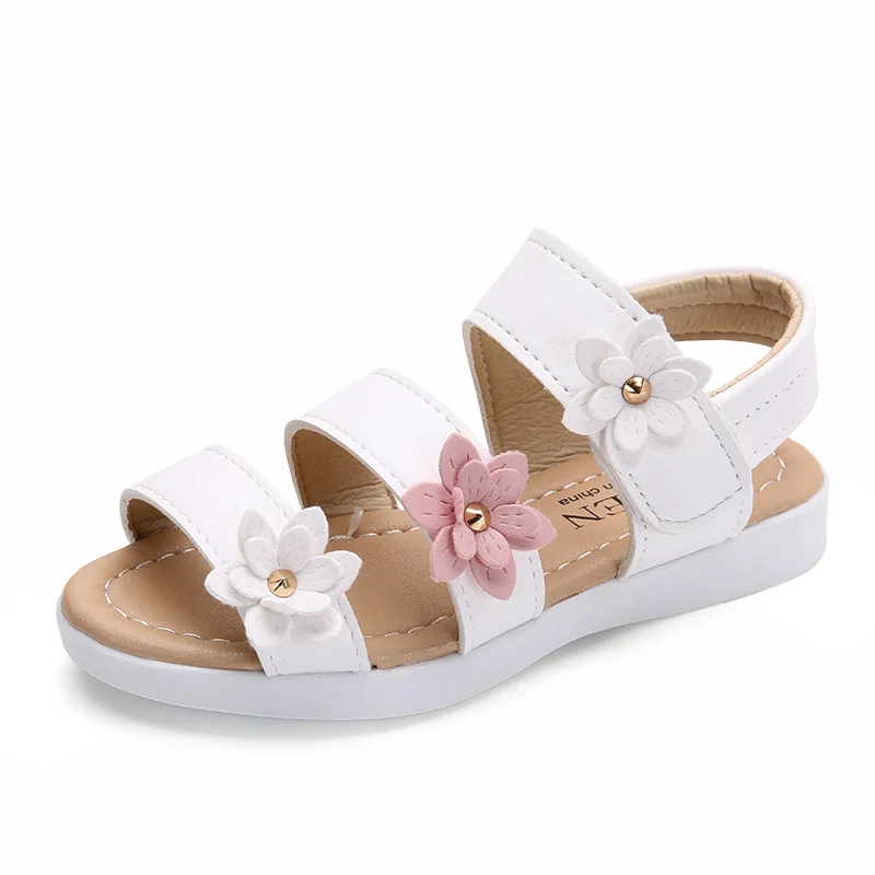 Girls Beach Sandals Beautiful Flower Pattern Babies Shoes Lovely Kids Outside Footwear  Children\'s Non-slip Soft Bottom Footwear