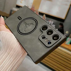 Magnetic Leather Case for Samsung Galaxy S26 S25 S24 S23 S22 S21 FE Ultra Plus Note Cover Vintage Wireless Charge Mag-safe Shell