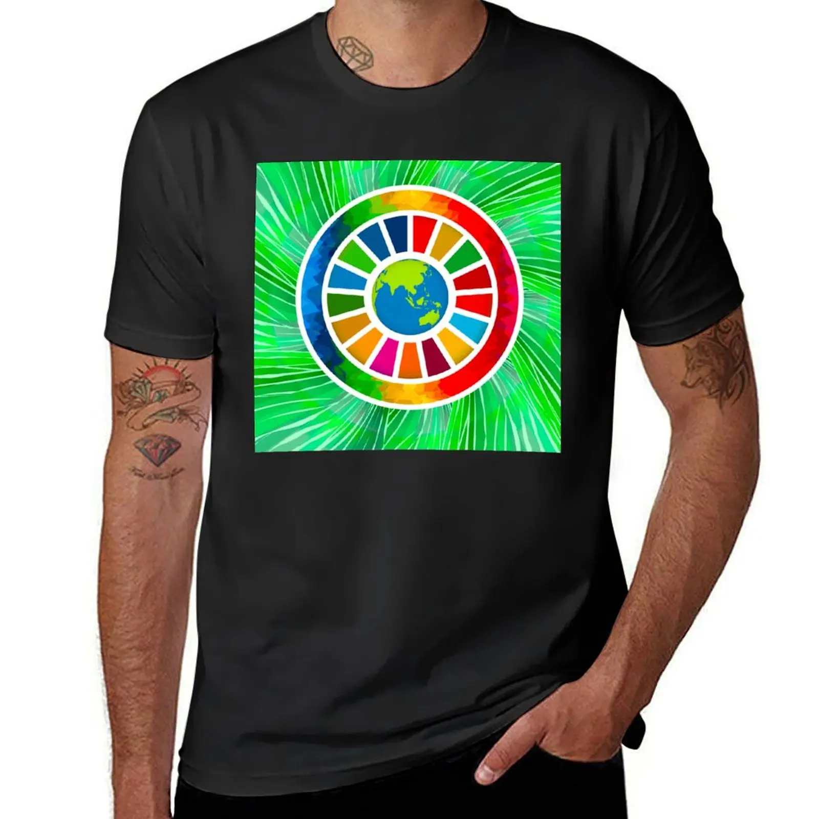 Global Goals SDGs 2030 Colorful T-Shirt heavyweights hippie clothes plain Blouse mens workout shirts