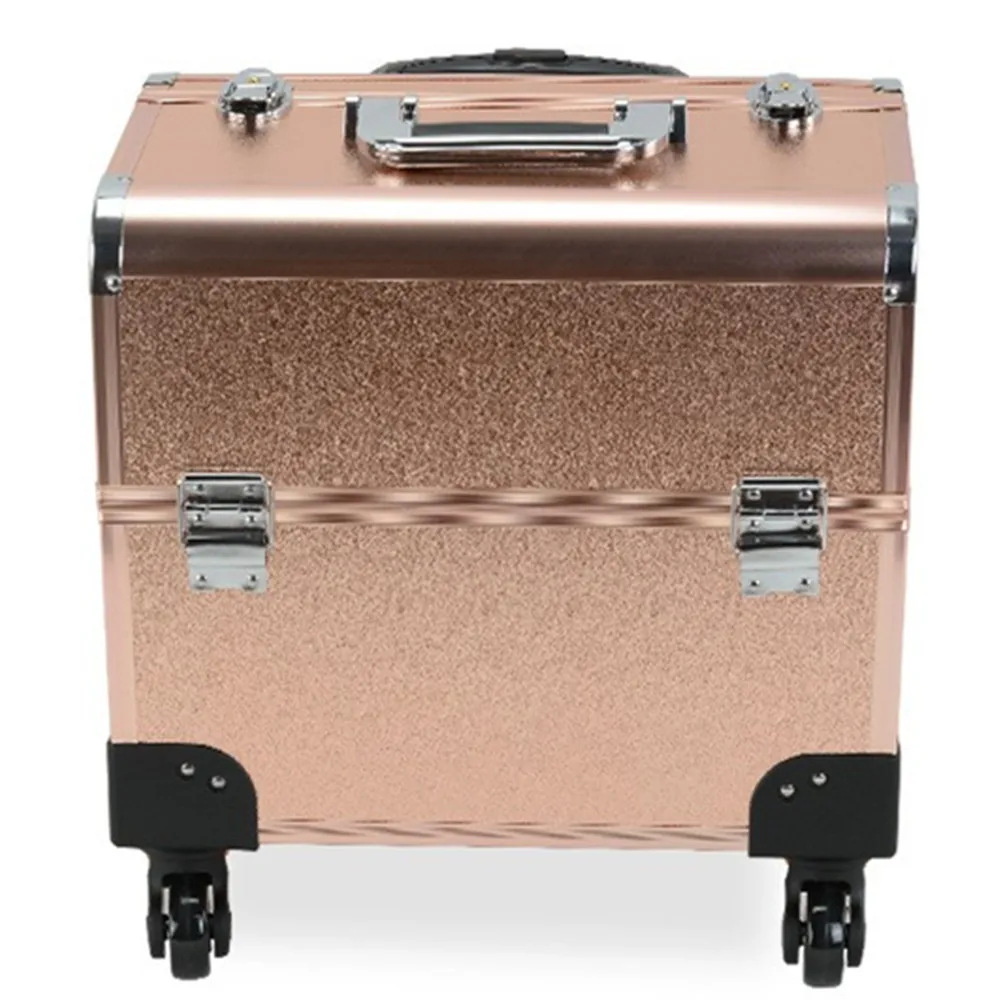 

Aluminum Frame Trolley Cosmetic Case 4 Wheeled Suitcase Foot Bath Travel Storage Box Make Up Bag Makeup Handbag Pull Rod Luggage