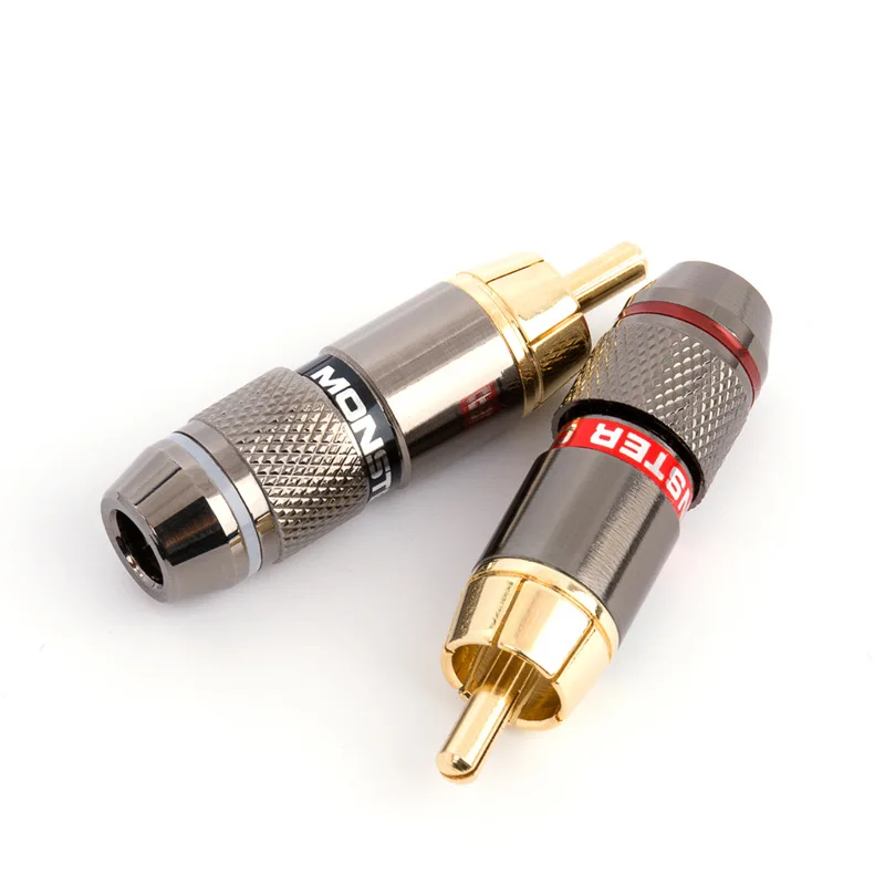 4/8/12PCS 24K Gold RCA Male Adapter Non Solder Connector for Audio Video CCTV IP Camera Security Coaxial Cable Solderness Co