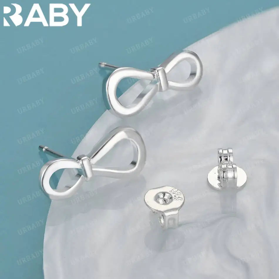 

URBABY 925 Sterling Silver Bow Earrings Stud Earrings Anniversary Gift Popular Wild Fashion Romantic Jewelry