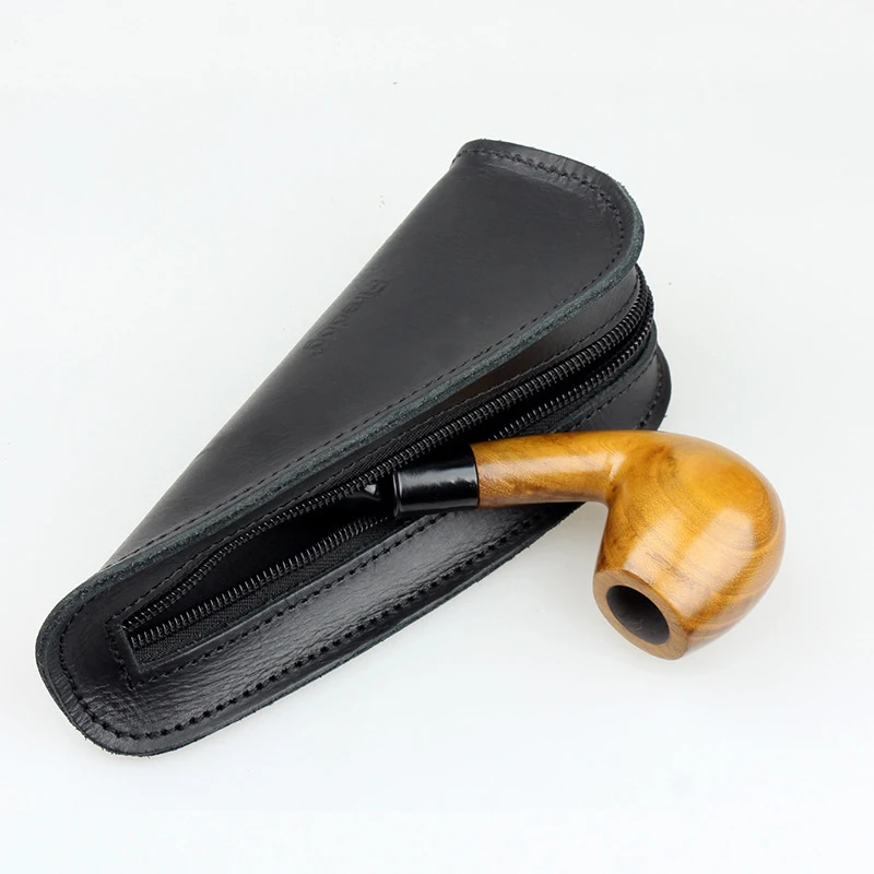Hand Rolling Black Leather Tobacco Pouch Leather Tobacco Pouch