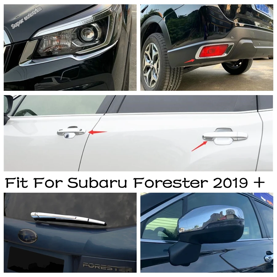 

Front Head Lights Lamp Eyelid Eyebrow / Rear Window Wiper Cover Trim Chrome Exterior Accessories For Subaru Forester 2019 - 2021