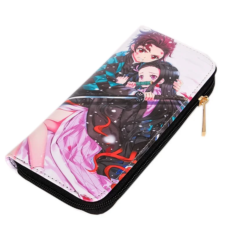 Portefeuille long en cuir PU Anime, Kimetsu No Yaiba, Tanjiro, Kamado, Nezuko, sac à main Cosplay, accessoires