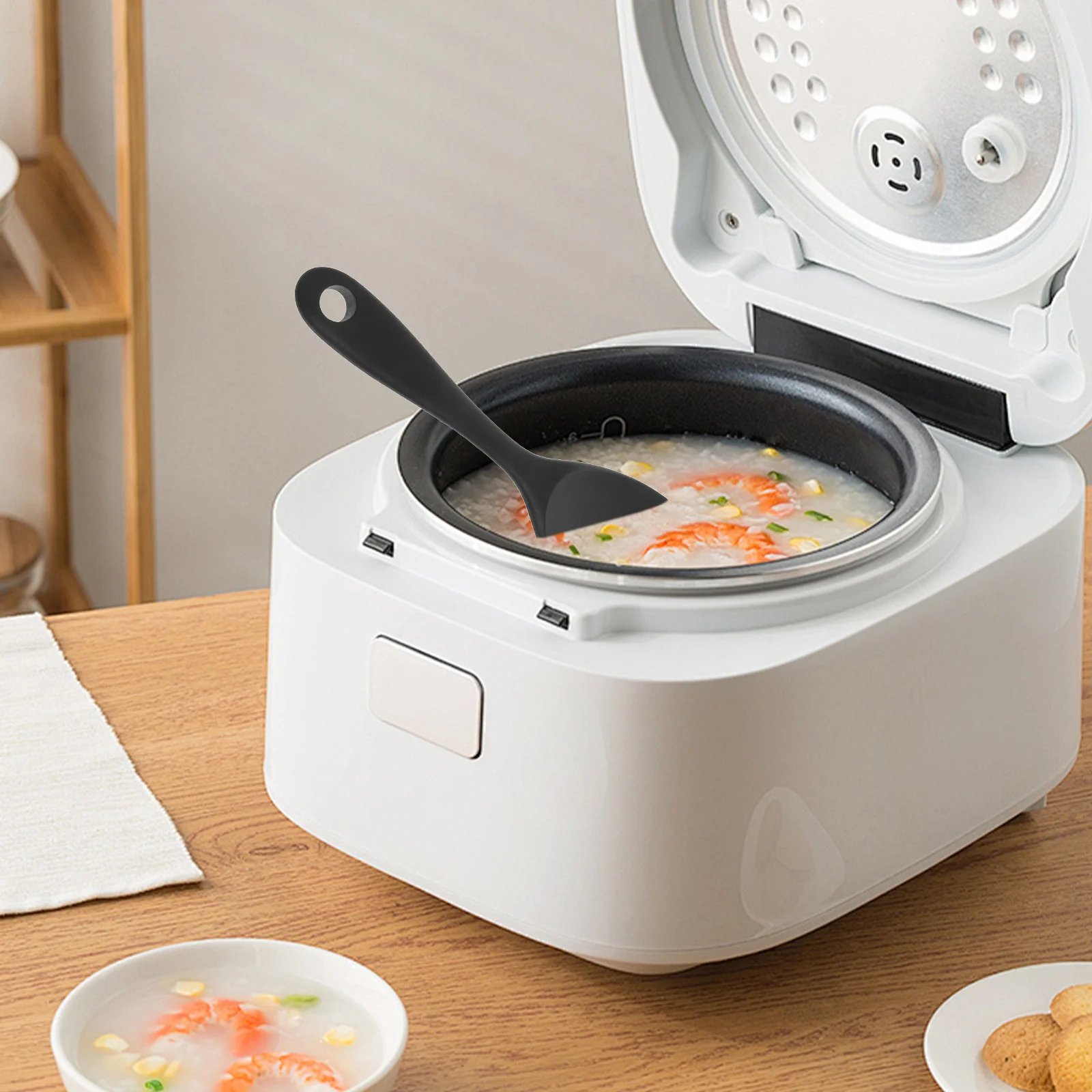 

2pcs Silicone Rice Spatula Non Stick Heat Resistant Kitchen Utensils For Rice Cooker Soup Serving Paddle Spoon Large Size