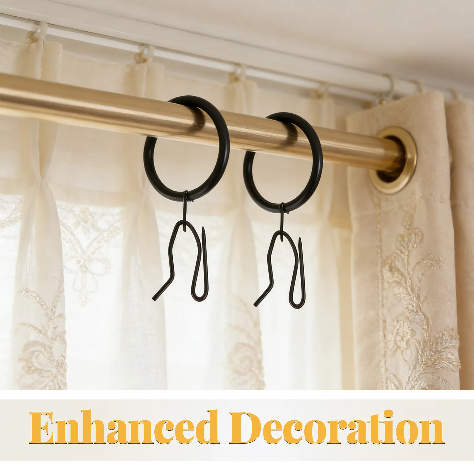 24Sets Curtain Hanging Rings Metal Eyelet Heavy Duty Drapery Pin Hooks 32Mm Internal Diameter Bathroom Window Shower Curtain view 5