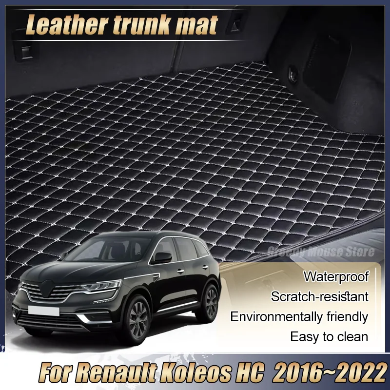 For Renault Koleos Samsung QM6 HC MK2 2016–2022 Car Rear Trunk Mats Leather Material Anti Dirty Protection Liner Car Accessories