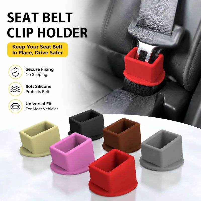 Silicone Safety‑buckle Bracket Car Seat‑belt Slot Fixer Universal Automobile Lock‑clip Holder Stabilizing Fastener for Preventin