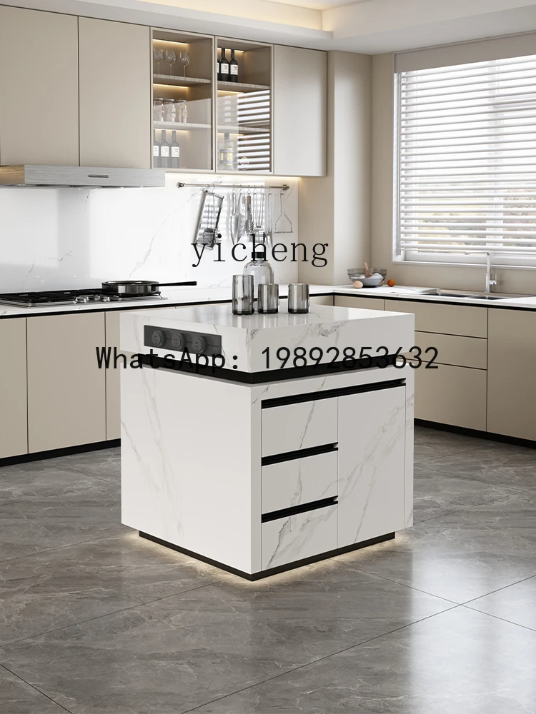 

LYY Slate Island Cabinet Freestanding Movable Home Guide Table Dining Table Integrated Narrow Edge Independent Inverted Cabinet