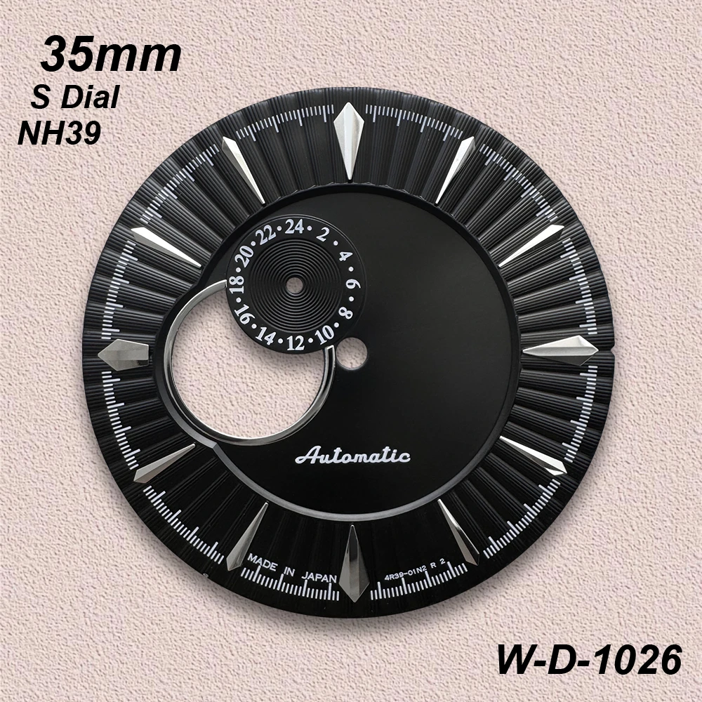 35mm S Logo Cocktail Dial Fit NH39 Japan Automatic Movement High-Quality Vertical Hollow Out Watch Modification Accessories