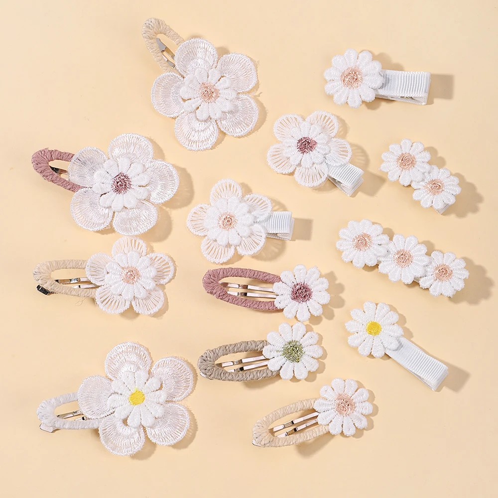 2pcs/Set Ins Daisy Flower Hair Clips Baby Girl Hairpins for Kids Lace White Barette Princess Infant Hair Accessories Wholesale