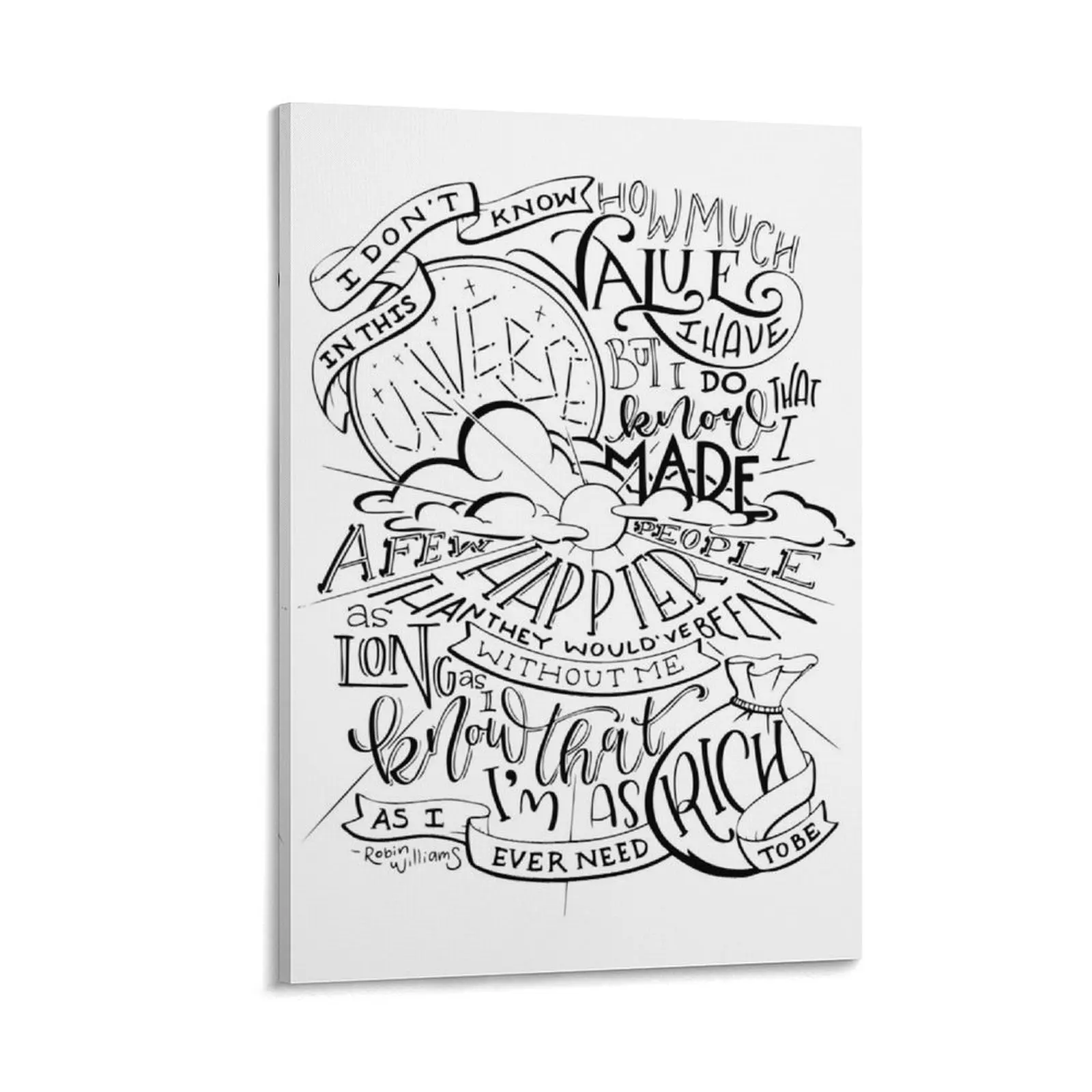 

Robin Williams Quote Hand Lettered Canvas Painting decorations for the room aesthetic room decor