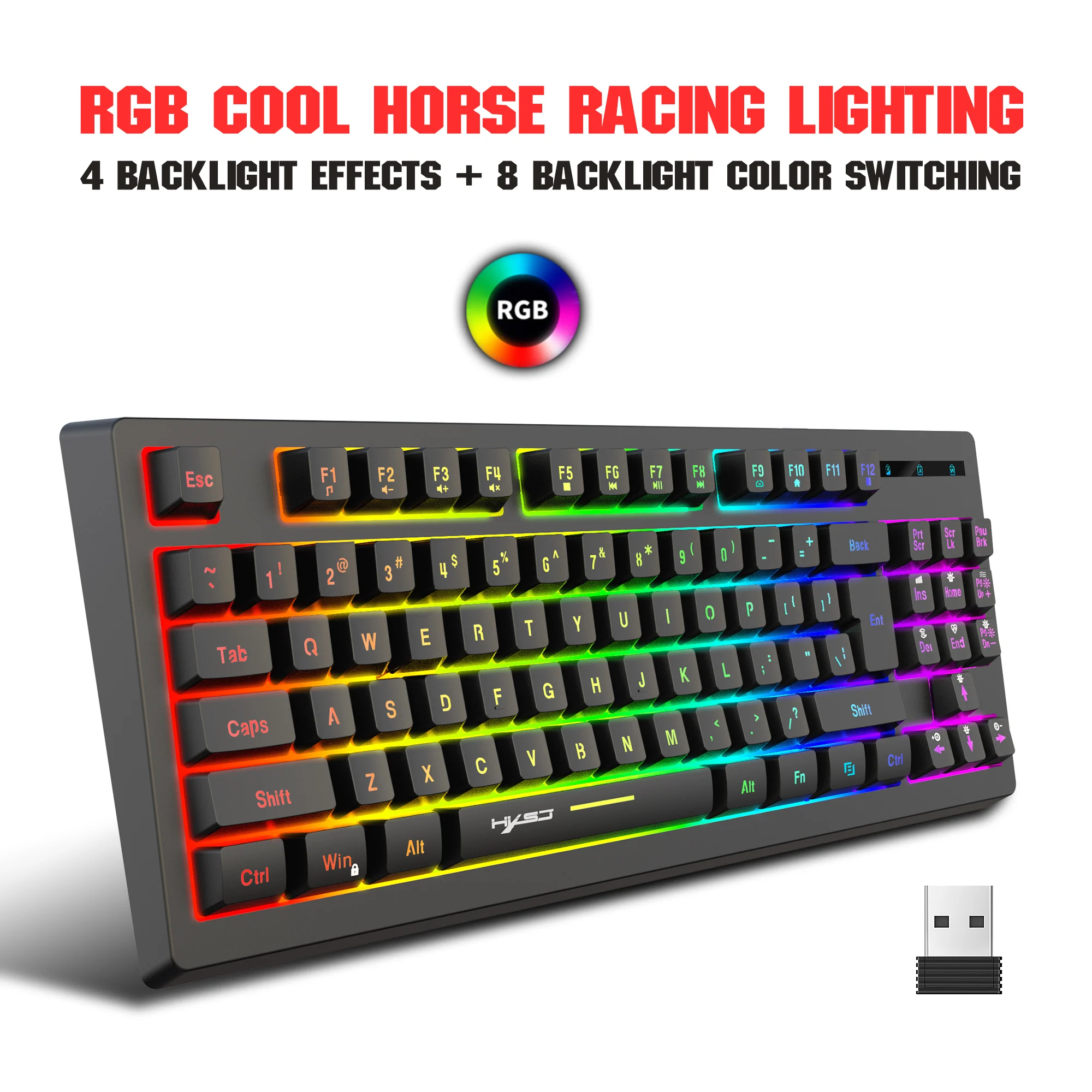 Imagem -06 - Recarregável sem Fio Gaming Teclado Rgb Backlit Ergonomia 87 Teclas Mecânica Sinta Teclado para Windows Xbox Ps4 pc Gamer 2.4g