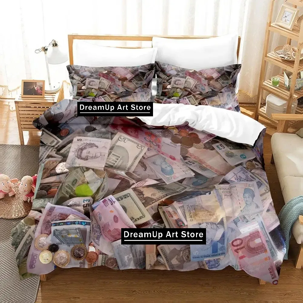 All countries Money Bedding Set Quilt Cover Bed Cover with Pillowcase Twin Single Queen King Size Boys Adult Home Textile