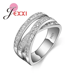 Top Quality With Cubic Zirconia Charm Cross Design Women Rings 925 Sterling Silver Jewelry For Females
