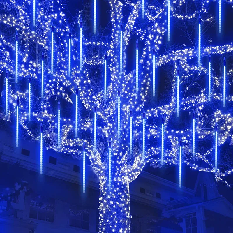 

32/24/16/8 Tubes Meteor Shower Rain LED String Lights Christmas Tree Decorations Street Garland for Decor Noel New Year Navidad