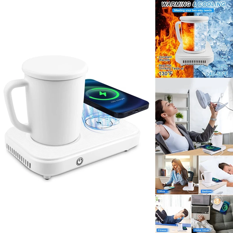 

3 In1 Smart Self Heated Refrigeration Coffee Mug Wireless Charger Base Thermostatic Coaster For Office Desk/Home