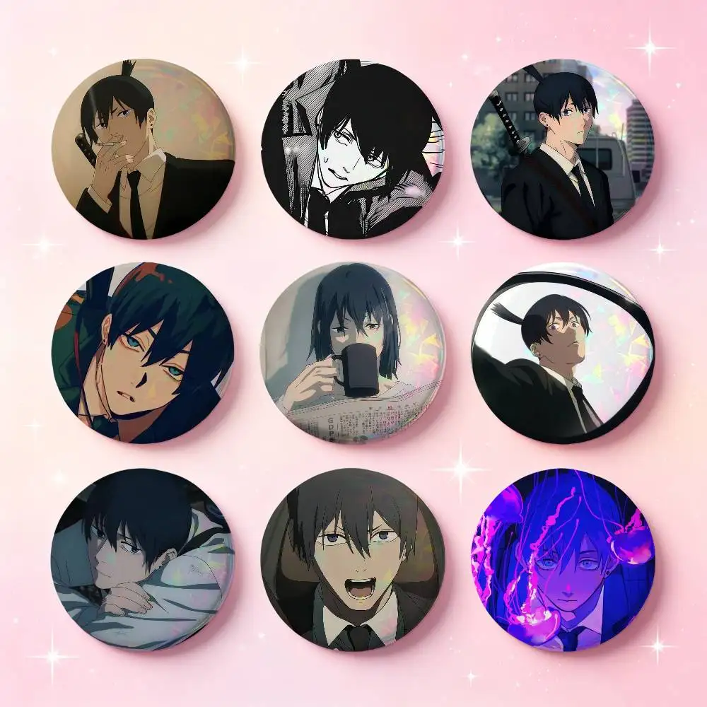 Aki Hayakawa Anime Figure Badges Button Round Creative Pin Brooch Badge Bag Decor Accessories Fans Collect Friends Gifts