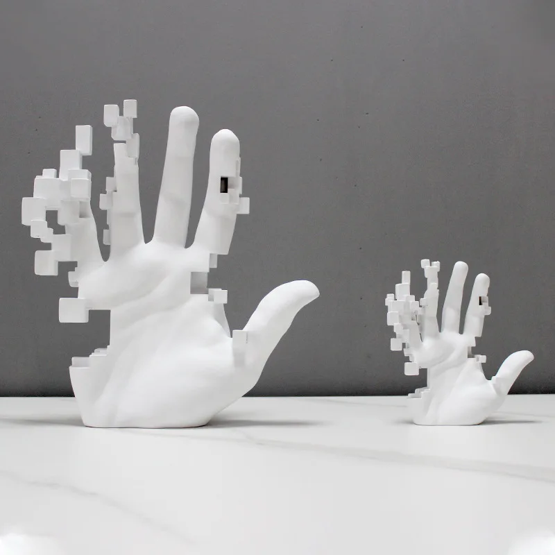Modern minimalist creative decoration white resin palm ornament, exhibition hall TV cabinet abstract art decoration