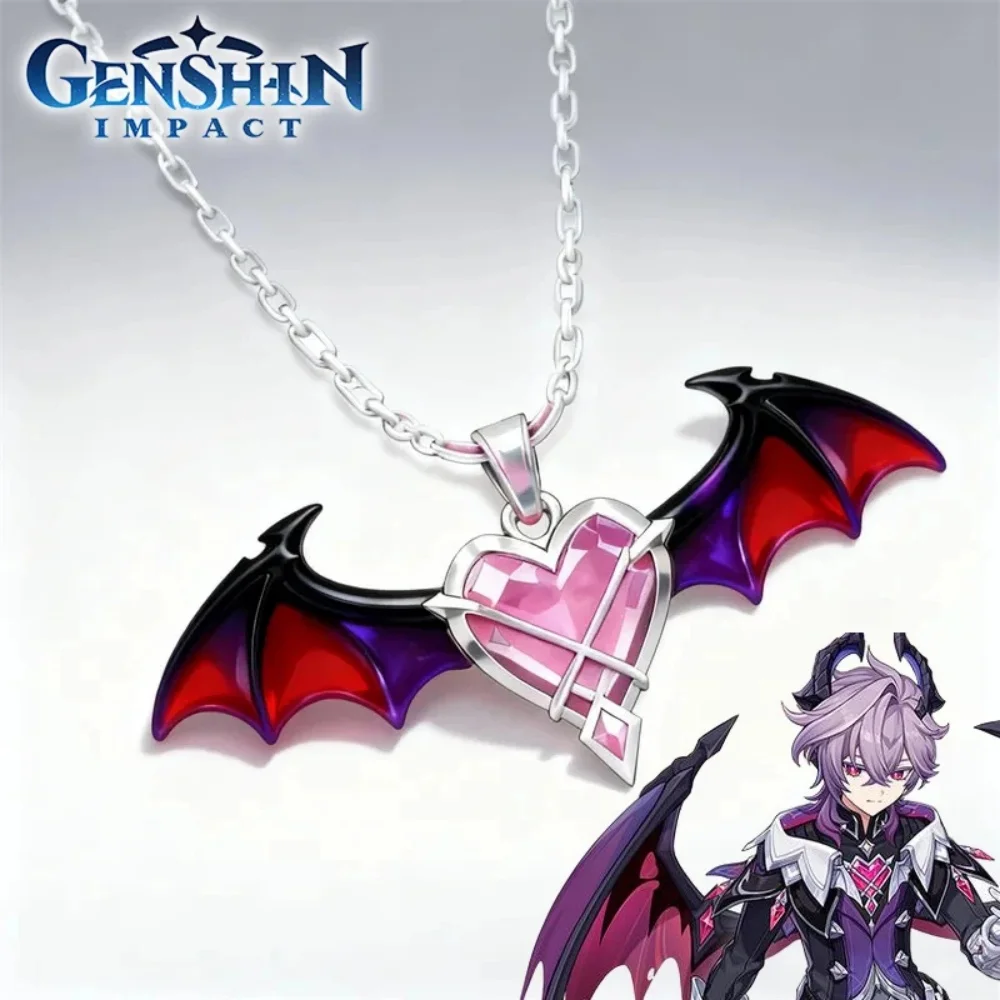 Game Genshin Impact Durin Cosplay Necklace Dragon Wings Love Pendant Unisex Clavicle Chain Couple Prop