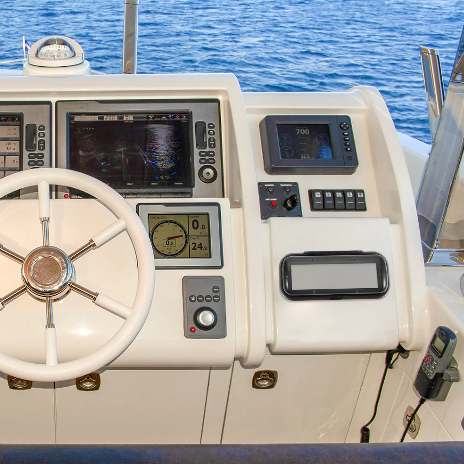 

Boat Radio Protective Housing Waterproof Marine Stereo Cover Flip-Up Door 9.04x4.13x1.57 Water Resistant Boat Stereo Shield