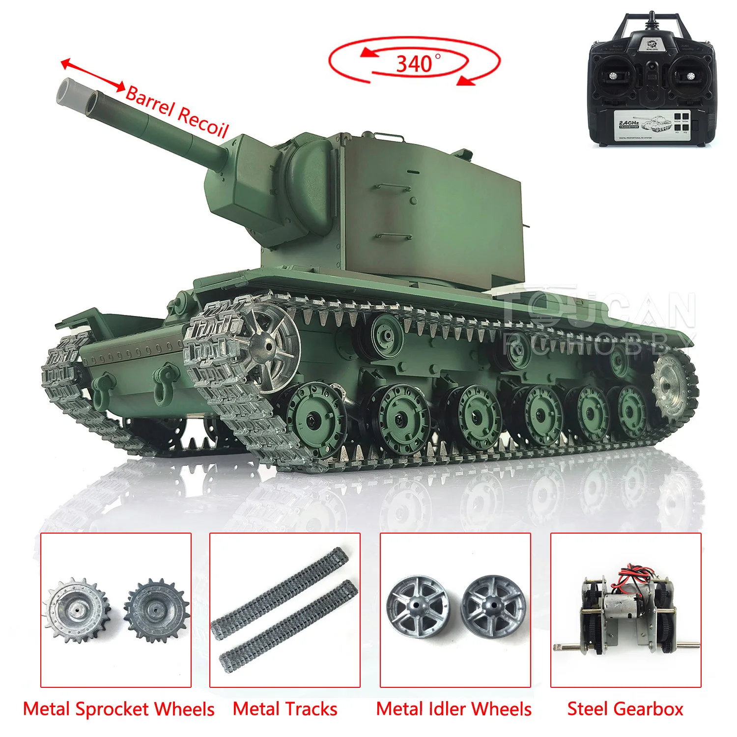 Upgraded HENG LONG 1/16 Scale Radio Control Tank  Metal Tracks TK7.0 Soviet KV-2 RTR Model 3949 Toy Gift TH19750