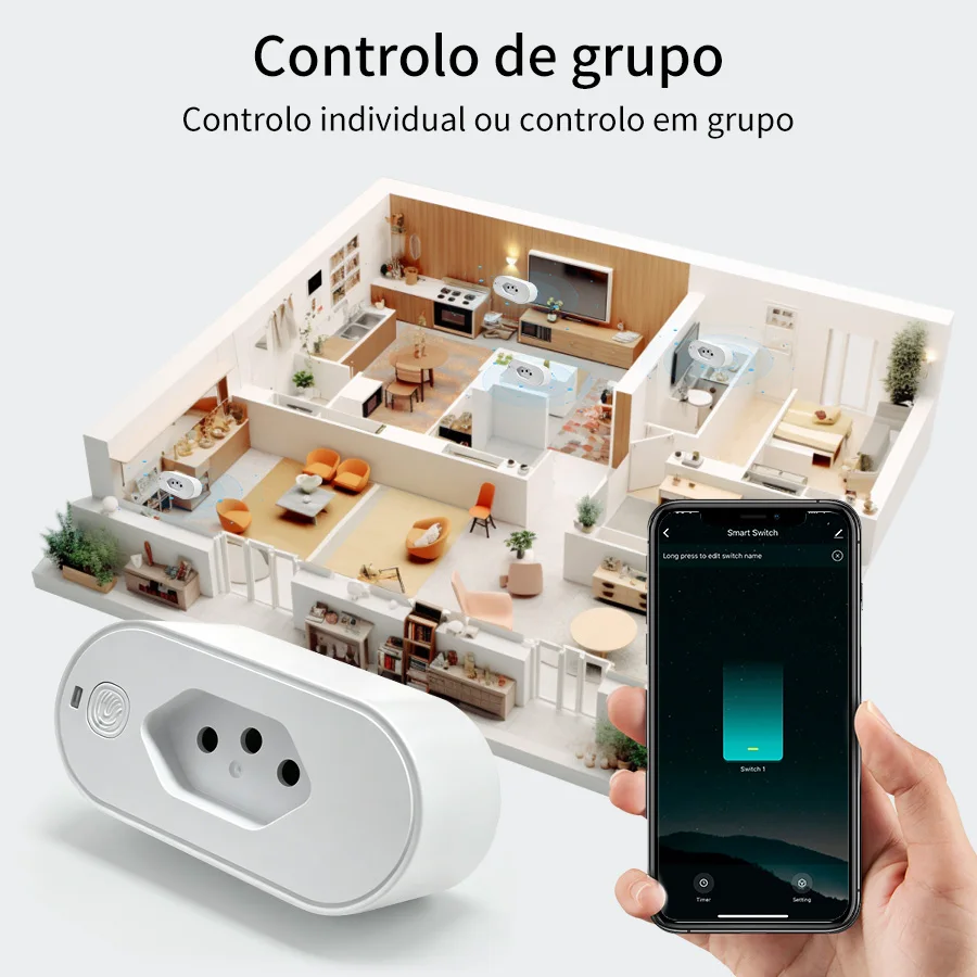 Tuya WiFi Smart Plug Socket with Power Monitor 16A Brazil Standard Outlet Voice APP Remote Control Work with Google Home Alexa - view 6