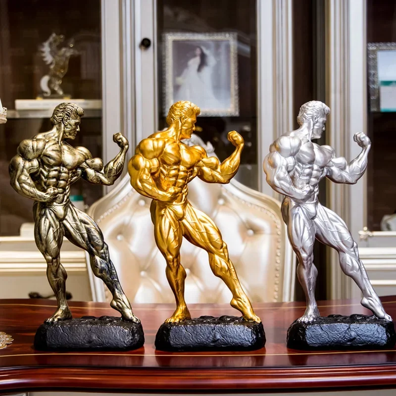 Fitness Muscle Man Sets Up Bodybuilding Sports Competition Trophies Boxing Figures Statues Sculptures Gym Decorations Gift