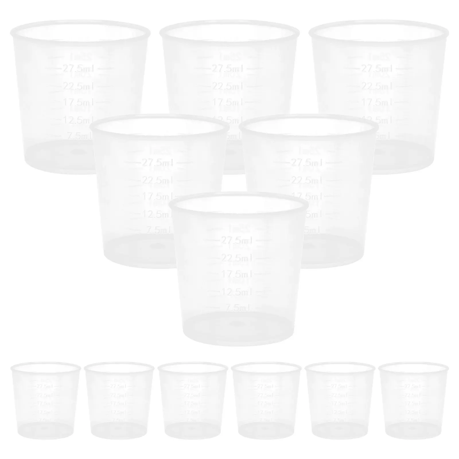 100 Vasos Medidores de Plástico Graduados de 30 ml con Escala Fina y Boca Ancha para Harina, Vinagre, Salsas, Arroz, Frijoles Mungo y Uso en Laboratorio