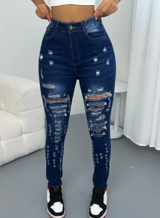 Women's Jeans Spring Summer 2026 Hot Selling Ripped Denim Pants Small Leg Pants Street Fashion Retro Casual Jeans for Women