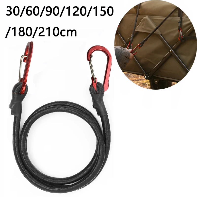 Sznurek do pakowania 30-210 cm, elastyczny sznur outdoorowy 8 mm z czerwonym haczykiem, rozciągliwy i lekki pasek do bagażnika samochodowego na bagażnik dachowy.