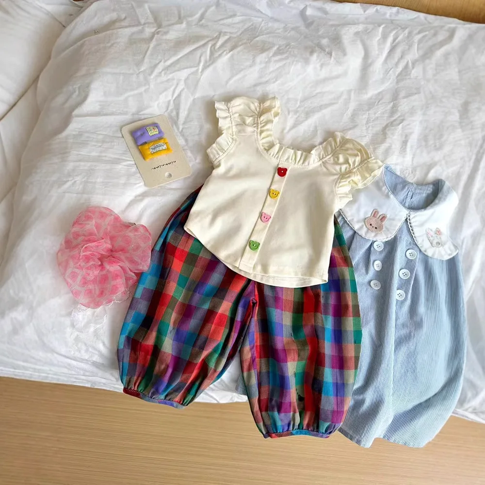 Girls Summer Suit 2025 New Foreign Style Girls Baby Fashionable Clothes Children's Two-piece Summer Suit