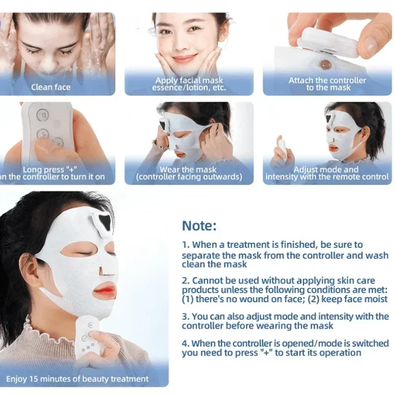 ใหม่ EMS Facial Mask ความถี่ต่ํา Microcurrent Double Chin ลด Hydration หน้ากากกระชับผิว Beauty Face Spa Lifting Machine