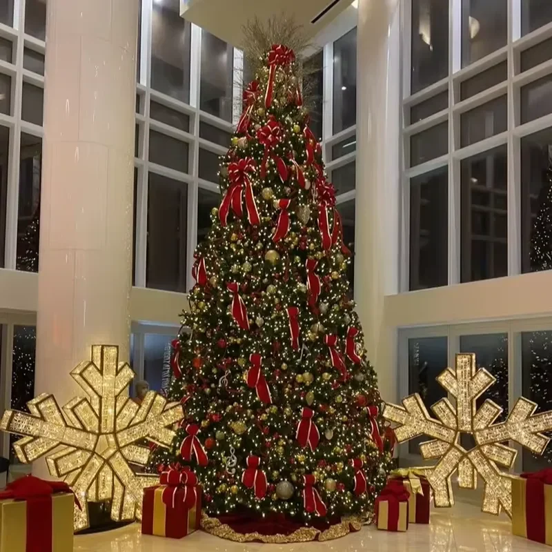 Giant Colorful Christmas Tree Ornaments With LED Lights Custom Designed Luxury Decor For Indoor Outdoor Holiday Party