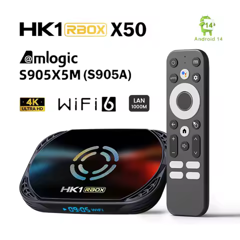 HK1 RBOX X50 TV BOX Android 14 Amlogic S905X5M(S905A) 4G128G 2.4G/5G Dual WIFI BT 1000M LAN AV1 4K Media Player Set Top Box