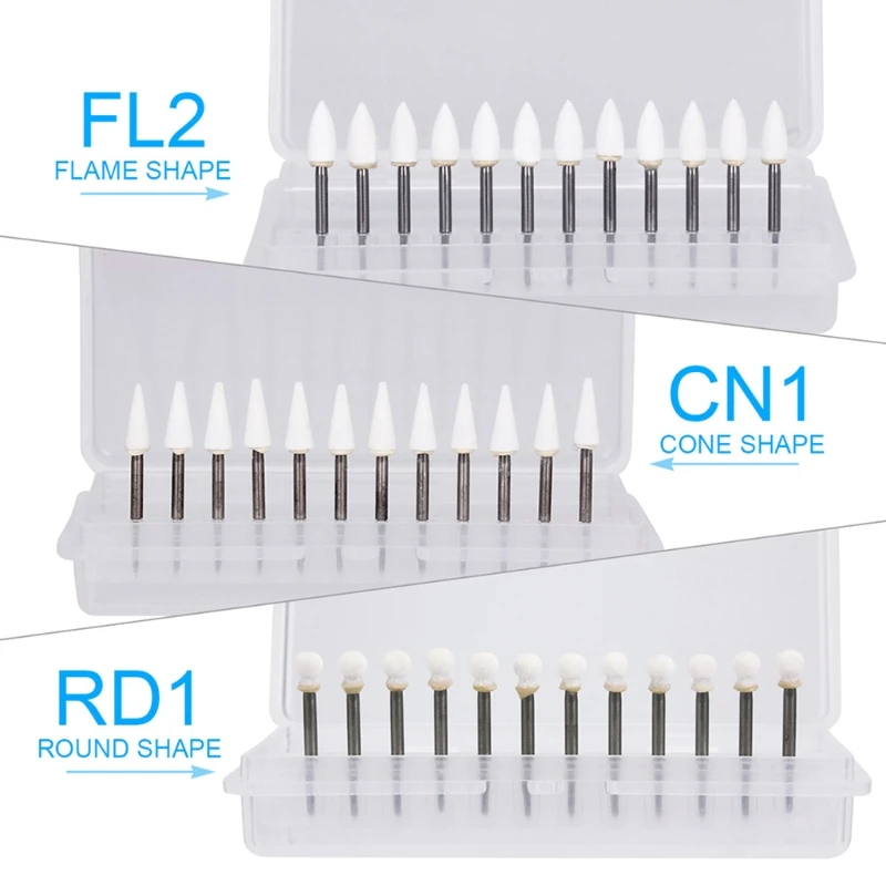 

12Pcs/box Dental Tools Flame White Stone Polishing Fg Burs Abrasion Point Bur Fit High Speed Handpiece 1.6Mm Dental Tools