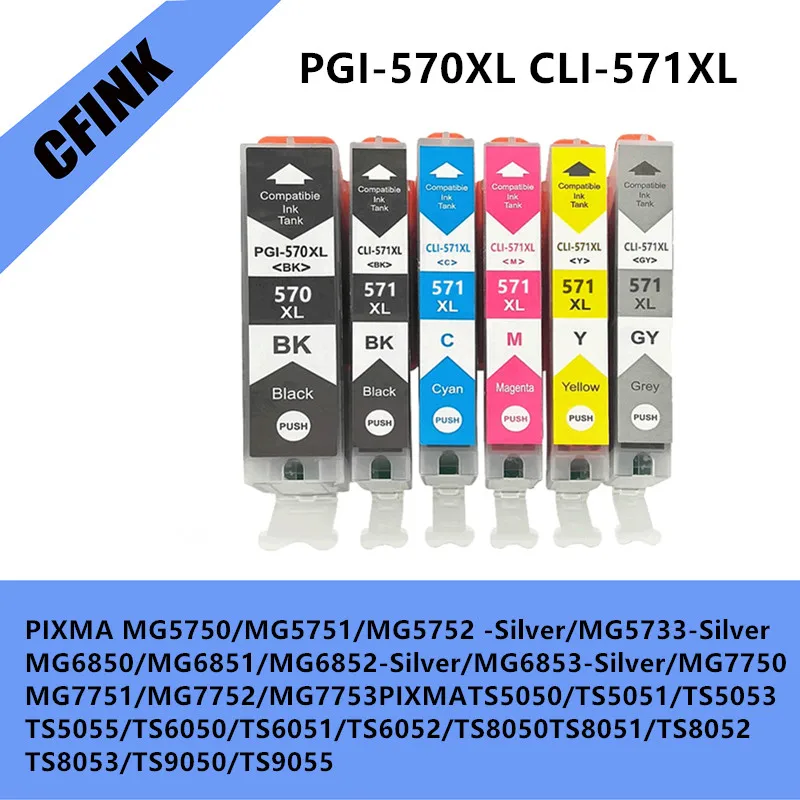 

PGI-570XL/CLI-571XL 570 571 Ink Cartridge Multicolor Compatible For Canon PIXMA TS5050 MG5750 TS5051 MG6851 MG6850