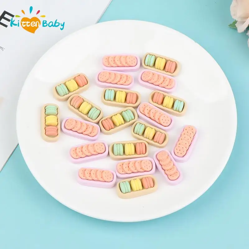 10pcs Miniature Macaroon Food Dessert Biscuit Snack Dessert Toy Doll House Supermarket Mini Dollhouse Kitchen Decor Collect Gift