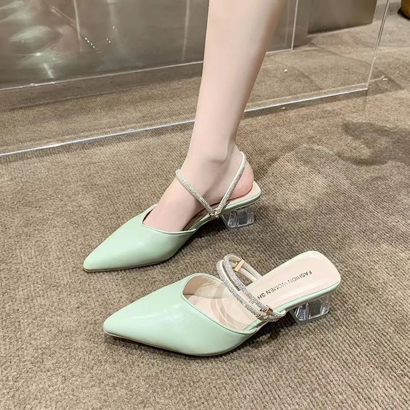 

BloomstepsTapered Toe elegant high heels 2025 summer new French temperament pointed half slippers women's fashion women's shoes